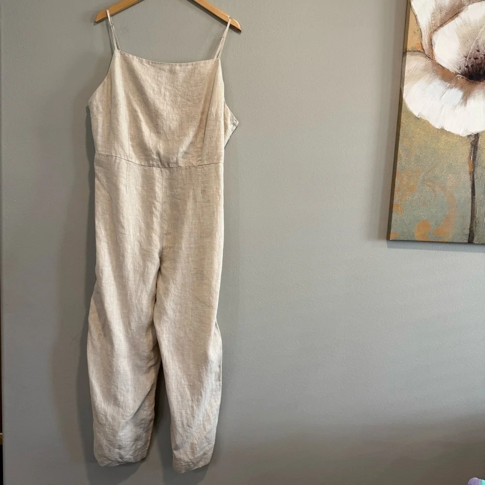 H&M Linen Jumpsuit Beach Resortwear Wide Leg Minimalist XL